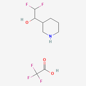 molecular formula C9H14F5NO3 B13450816 2,2-Difluoro-1-(piperidin-3-yl)ethan-1-ol, trifluoroacetic acid 