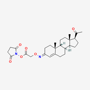molecular formula C27H36N2O6 B13451011 Progesterone 3-O-(Carboxymethyl)oxime N-hydroxysuccinimide Ester 