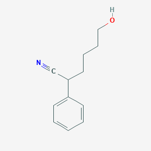 molecular formula C12H15NO B13451028 6-hydroxy-2-phenylhexanenitrile 