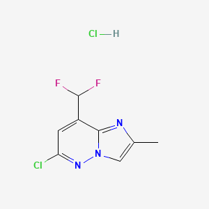 molecular formula C8H7Cl2F2N3 B13451221 6-Chloro-8-(difluoromethyl)-2-methylimidazo[1,2-b]pyridazine hydrochloride 