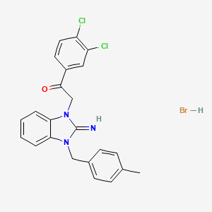 molecular formula C23H20BrCl2N3O B13451251 1-(3,4-Dichlorophenyl)-2-[2,3-dihydro-2-imino-3-[(4-methylphenyl)methyl]-1H-benzimidazol-1-yl]ethanone Hydrobromide 