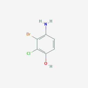 molecular formula C6H5BrClNO B13451335 4-Amino-3-bromo-2-chlorophenol 