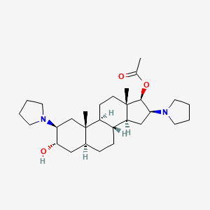 molecular formula C29H48N2O3 B13451369 [(2S,3S,5S,8R,9S,10S,13S,14S,16S,17R)-3-hydroxy-10,13-dimethyl-2,16-dipyrrolidin-1-yl-2,3,4,5,6,7,8,9,11,12,14,15,16,17-tetradecahydro-1H-cyclopenta[a]phenanthren-17-yl] acetate 