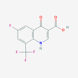molecular formula C11H5F4NO3 B13451414 6-Fluoro-4-hydroxy-8-(trifluoromethyl)quinoline-3-carboxylic acid 