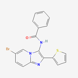 molecular formula C18H12BrN3OS B13451418 N-[6-bromo-2-(thiophen-2-yl)imidazo[1,2-a]pyridin-3-yl]benzamide 