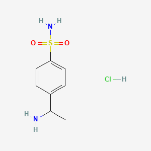 molecular formula C8H13ClN2O2S B13451424 4-(1-Aminoethyl)benzene-1-sulfonamide hydrochloride CAS No. 116599-30-5