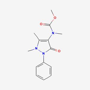 molecular formula C14H17N3O3 B13451477 3-Pyrazoline-4-carbamic acid, 5-oxo-N,2,3-trimethyl-, methyl ester, hydrate CAS No. 10116-07-1