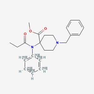 molecular formula C23H28N2O3 B13451542 4-[(1-Oxopropyl)(phenyl-13C6-amino]-1-benzyl-4-piperidinecarboxylic Acid Methyl Ester 