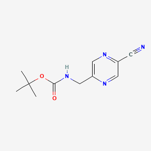 molecular formula C11H14N4O2 B13451765 tert-butyl N-[(5-cyanopyrazin-2-yl)methyl]carbamate 