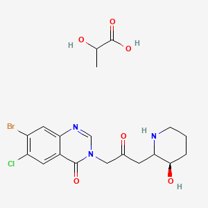 molecular formula C19H23BrClN3O6 B1345196 7-Bromo-6-chloro-3-(3-((3R)-3-hydroxypiperidin-2-yl)-2-oxopropyl)quinazolin-4(3H)-one 2-hydroxypropanoate CAS No. 82186-71-8