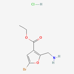molecular formula C8H11BrClNO3 B13452361 Ethyl2-(aminomethyl)-5-bromofuran-3-carboxylatehydrochloride 
