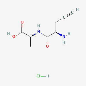 molecular formula C8H13ClN2O3 B13452401 (2R)-2-[(2R)-2-aminopent-4-ynamido]propanoic acid hydrochloride 