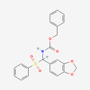 molecular formula C22H19NO6S B1345248 Benzyl N-[1,3-benzodioxol-5-yl(phenylsulfonyl)-methyl]carbamate CAS No. 952182-82-0