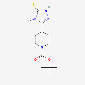 molecular formula C13H22N4O2S B1345253 Tert-butyl 4-(4-methyl-5-sulfanyl-4H-1,2,4-triazol-3-YL)tetrahydro-1(2H)-pyridinecarboxylate CAS No. 952183-40-3