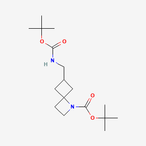 molecular formula C17H30N2O4 B13452541 Tert-butyl 6-({[(tert-butoxy)carbonyl]amino}methyl)-1-azaspiro[3.3]heptane-1-carboxylate 