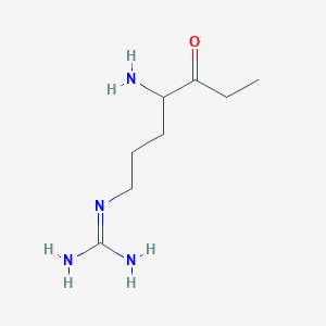 molecular formula C8H18N4O B13452611 2-(4-Amino-5-oxoheptyl)guanidine 
