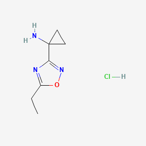 molecular formula C7H12ClN3O B13452827 1-(5-Ethyl-1,2,4-oxadiazol-3-yl)cyclopropan-1-amine hydrochloride 
