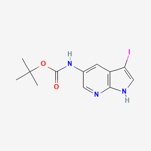 molecular formula C12H14IN3O2 B1345283 叔丁基 3-碘-1H-吡咯并[2,3-b]吡啶-5-基氨基甲酸酯 CAS No. 1015609-19-4