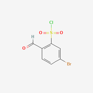 molecular formula C7H4BrClO3S B13452914 5-Bromo-2-formylbenzene-1-sulfonyl chloride 