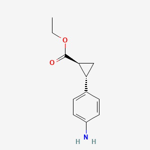 molecular formula C12H15NO2 B13452940 ethyl (1S,2S)-2-(4-aminophenyl)cyclopropane-1-carboxylate 