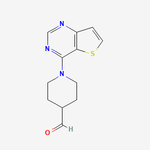 molecular formula C12H13N3OS B1345299 1-(噻吩并[3,2-d]嘧啶-4-基)哌啶-4-甲醛 CAS No. 916766-91-1
