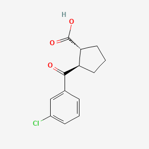 molecular formula C13H13ClO3 B1345381 trans-2-(3-Chlorobenzoyl)cyclopentane-1-carboxylic acid CAS No. 733741-00-9