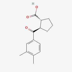 molecular formula C15H18O3 B1345383 trans-2-(3,4-Dimethylbenzoyl)cyclopentane-1-carboxylic acid CAS No. 733741-19-0