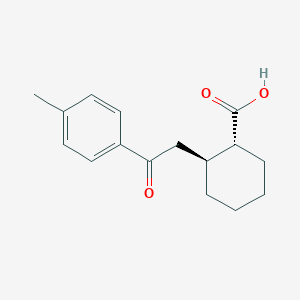 molecular formula C16H20O3 B1345390 trans-2-[2-(4-Methylphenyl)-2-oxoethyl]cyclohexane-1-carboxylic acid CAS No. 27866-87-1