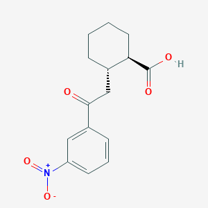 molecular formula C15H17NO5 B1345395 trans-2-[2-Oxo-2-(3-nitrophenyl)ethyl]cyclohexane-1-carboxylic acid CAS No. 735275-02-2