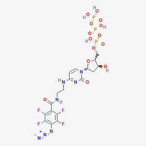 molecular formula C18H20F4N7O14P3 B134540 exo-N-(2-(4-Azidotetrafluorobenzamido)ethyl)-deoxycytidine-5'-triphosphate CAS No. 145278-12-2