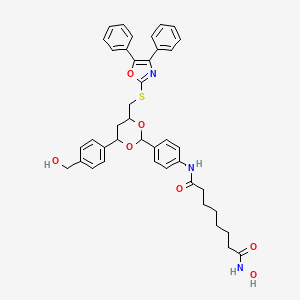 molecular formula C41H43N3O7S B1345457 N-[4-[(2R,4R,6S)-4-[[(4,5-Diphenyl-2-oxazolyl)thio]methyl]-6-[4-(hydroxymethyl)phenyl]-1,3-dioxan-2-yl]phenyl]-N'-hydroxyoctanediamide 