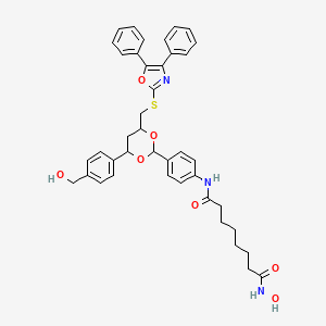 N-[4-[4-[(4,5-diphenyl-1,3-oxazol-2-yl)sulfanylmethyl]-6-[4-(hydroxymethyl)phenyl]-1,3-dioxan-2-yl]phenyl]-N'-hydroxyoctanediamide