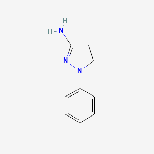 molecular formula C9H11N3 B1345495 2-Pyrazoline, 3-amino-1-phenyl- CAS No. 3314-35-0