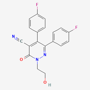 molecular formula C19H13F2N3O2 B1345514 4-Pyridazinecarbonitrile, 5,6-bis(4-fluorophenyl)-2,3-dihydro-2-(2-hydroxyethyl)-3-oxo- CAS No. 75643-56-0