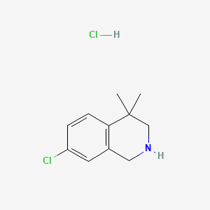 molecular formula C11H15Cl2N B13455501 7-Chloro-4,4-dimethyl-1,2,3,4-tetrahydroisoquinolinehydrochloride 