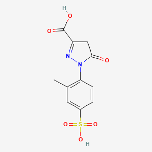 molecular formula C11H10N2O6S B1345551 1H-Pyrazole-3-carboxylic acid, 4,5-dihydro-1-(2-methyl-4-sulfophenyl)-5-oxo- CAS No. 67939-25-7