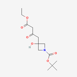 molecular formula C14H23NO6 B13455510 Tert-butyl 3-(4-ethoxy-2,4-dioxobutyl)-3-hydroxyazetidine-1-carboxylate 