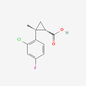 molecular formula C11H10ClFO2 B13455530 rac-(1R,2R)-2-(2-chloro-4-fluorophenyl)-2-methylcyclopropane-1-carboxylic acid 