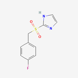 molecular formula C10H9FN2O2S B13455595 2-[(4-fluorophenyl)methanesulfonyl]-1H-imidazole 