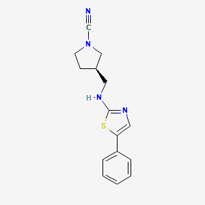 molecular formula C15H16N4S B13455630 (R)-3-(((5-Phenylthiazol-2-yl)amino)methyl)pyrrolidine-1-carbonitrile 
