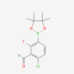molecular formula C13H15BClFO3 B13455680 6-Chloro-2-fluoro-3-(4,4,5,5-tetramethyl-1,3,2-dioxaborolan-2-yl)benzaldehyde 