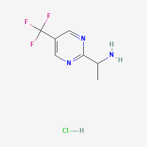 molecular formula C7H9ClF3N3 B13455832 1-[5-(Trifluoromethyl)pyrimidin-2-yl]ethan-1-aminehydrochloride 