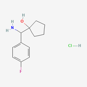 molecular formula C12H17ClFNO B13455903 1-[Amino(4-fluorophenyl)methyl]cyclopentan-1-ol hydrochloride 
