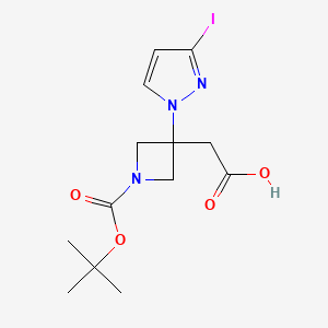 molecular formula C13H18IN3O4 B13456006 2-{1-[(tert-butoxy)carbonyl]-3-(3-iodo-1H-pyrazol-1-yl)azetidin-3-yl}acetic acid 