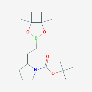molecular formula C17H32BNO4 B13456031 Tert-butyl2-[2-(4,4,5,5-tetramethyl-1,3,2-dioxaborolan-2-yl)ethyl]pyrrolidine-1-carboxylate 