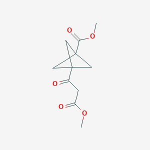 molecular formula C11H14O5 B13456176 Methyl 3-(3-methoxy-3-oxopropanoyl)bicyclo[1.1.1]pentane-1-carboxylate 