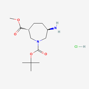 molecular formula C13H25ClN2O4 B13456242 rac-1-tert-butyl 3-methyl (3R,6R)-6-aminoazepane-1,3-dicarboxylate hydrochloride 