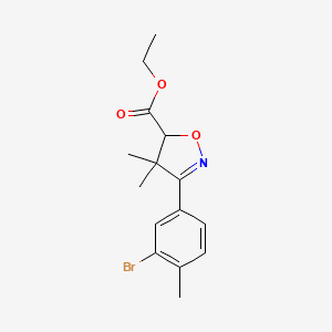 molecular formula C15H18BrNO3 B13456293 Ethyl 3-(3-bromo-4-methylphenyl)-4,4-dimethyl-4,5-dihydro-1,2-oxazole-5-carboxylate 