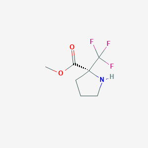 molecular formula C7H10F3NO2 B13456353 alpha-(r)-Tri-fluoromethyl proline methyl ester 