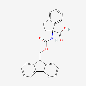 molecular formula C25H21NO4 B13456408 rel-(1R)-1-({[(9H-fluoren-9-yl)methoxy]carbonyl}amino)-2,3-dihydro-1H-indene-1-carboxylic acid 